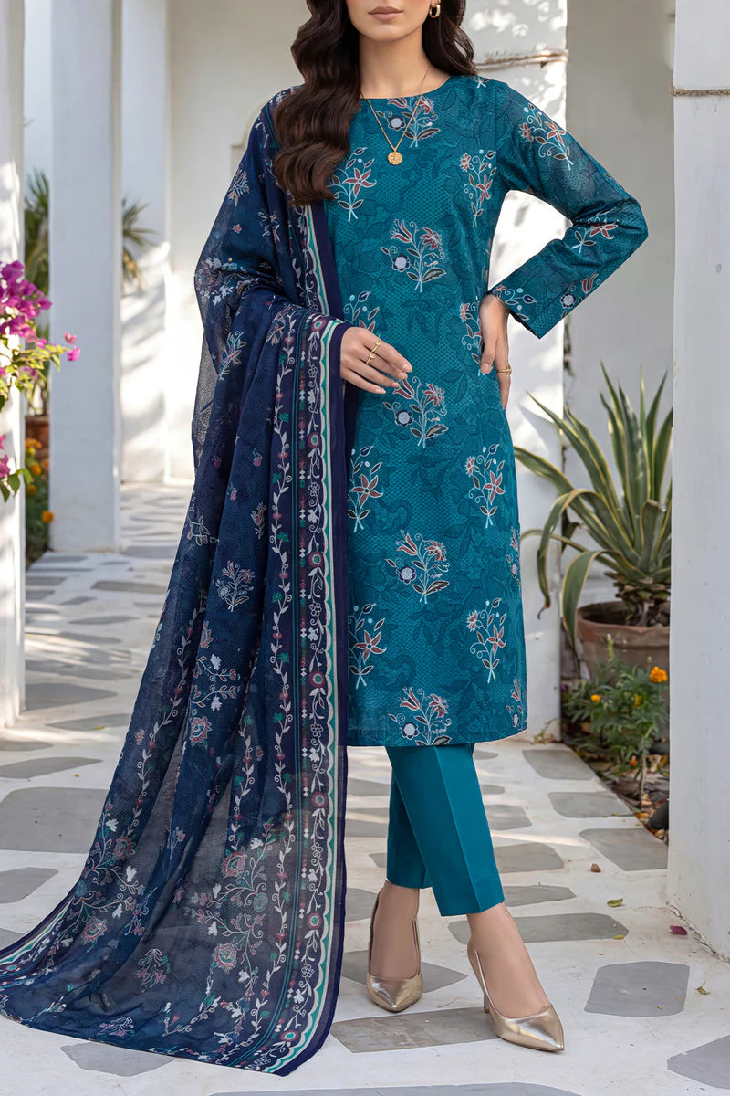 Nayab Rose Print Unstitched Lawn 3-Piece Suit – Summer Collection