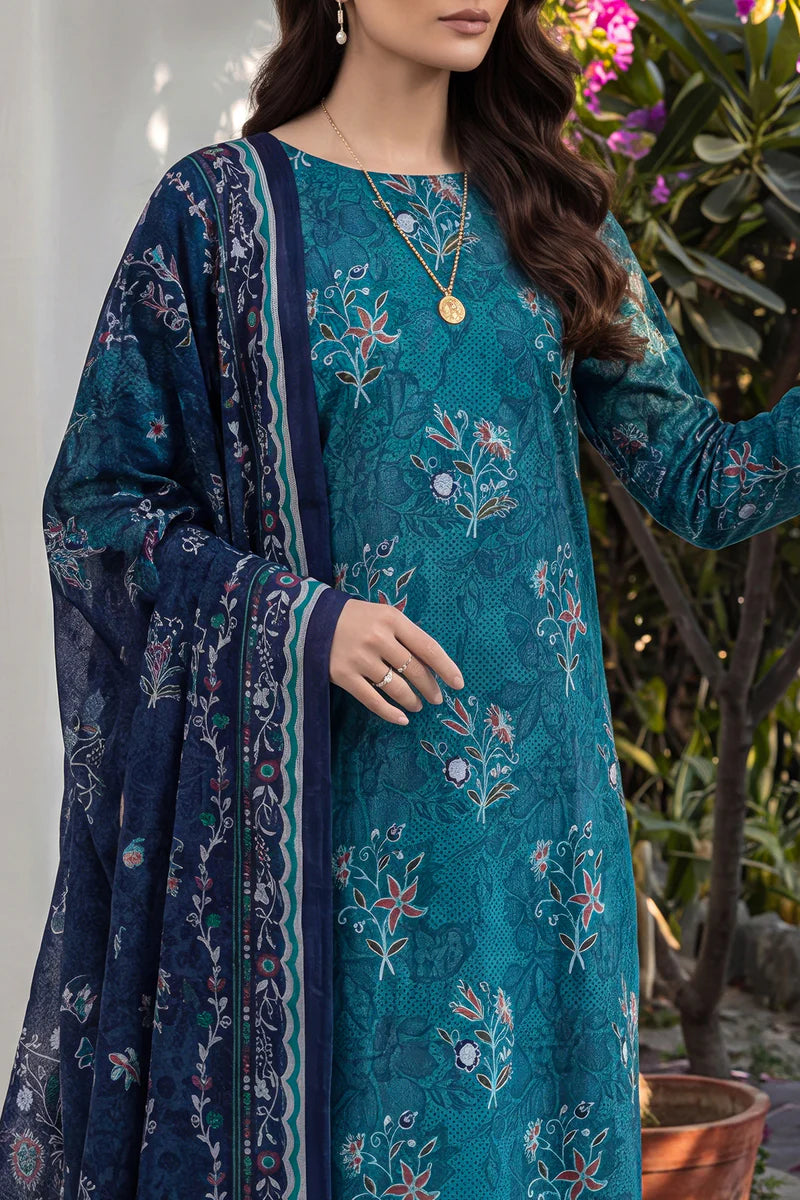 Nayab Rose Print Unstitched Lawn 3-Piece Suit – Summer Collection