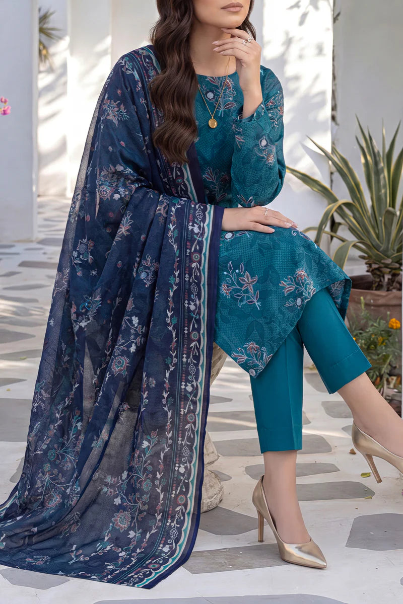 Nayab Rose Print Unstitched Lawn 3-Piece Suit – Summer Collection