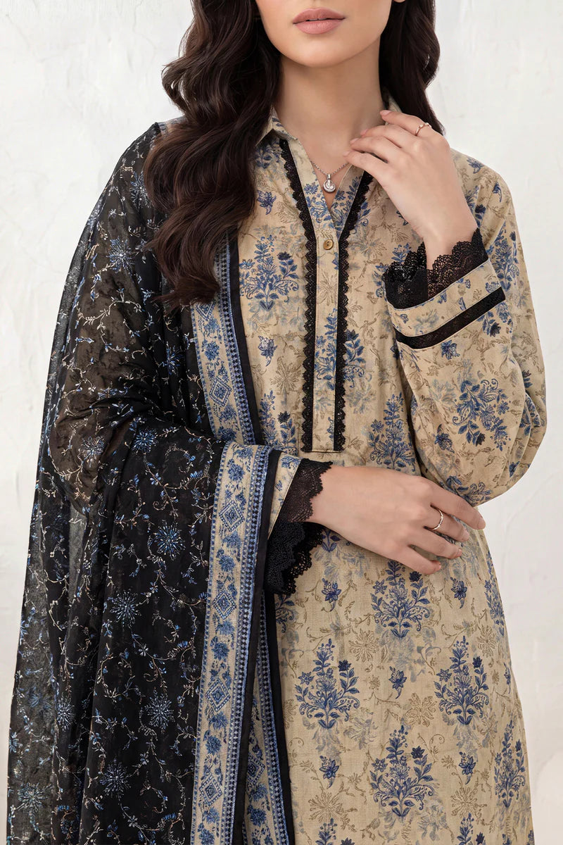 Nayab Botanical Print Unstitched Lawn 3-Piece Suit – Premium Cotton Lawn