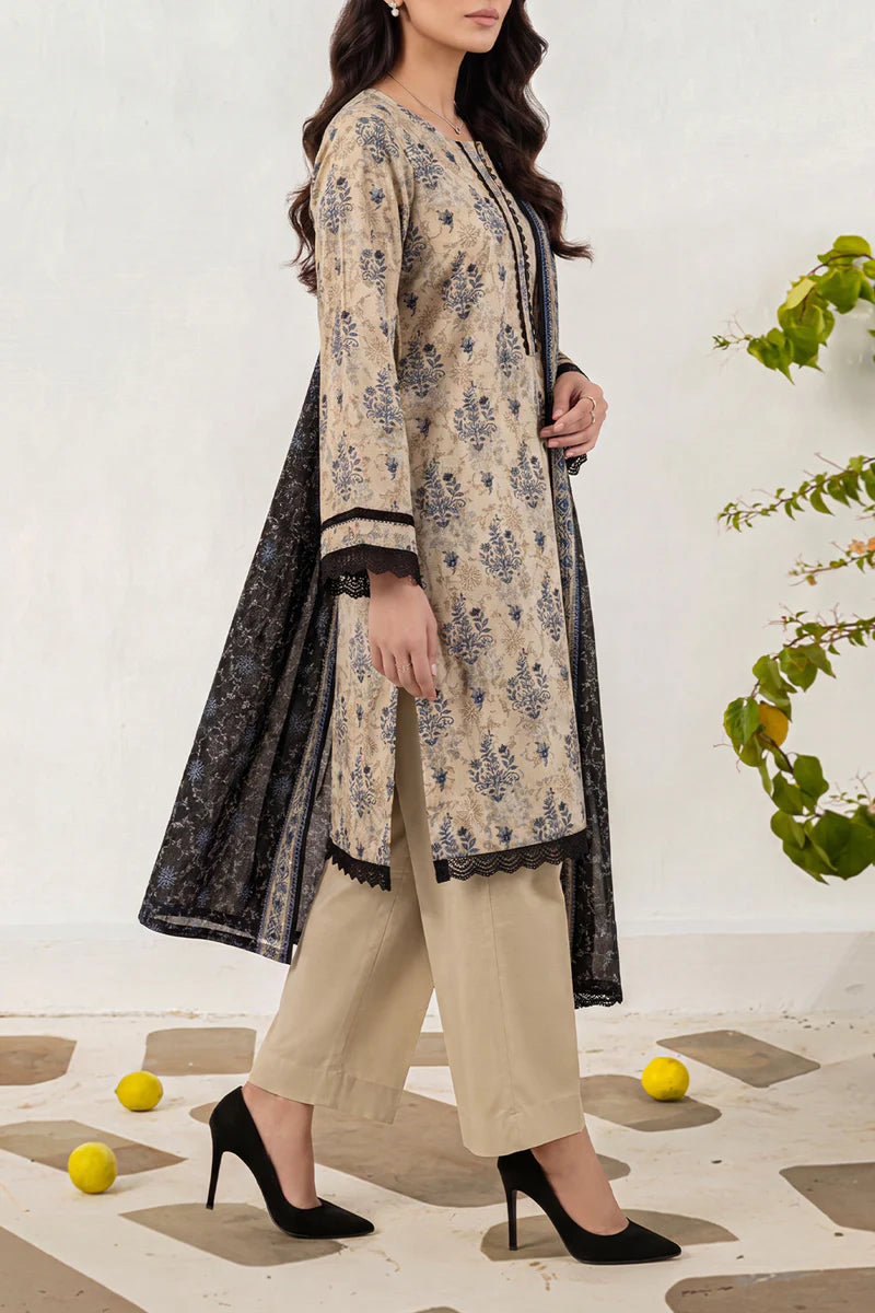 Nayab Botanical Print Unstitched Lawn 3-Piece Suit – Premium Cotton Lawn