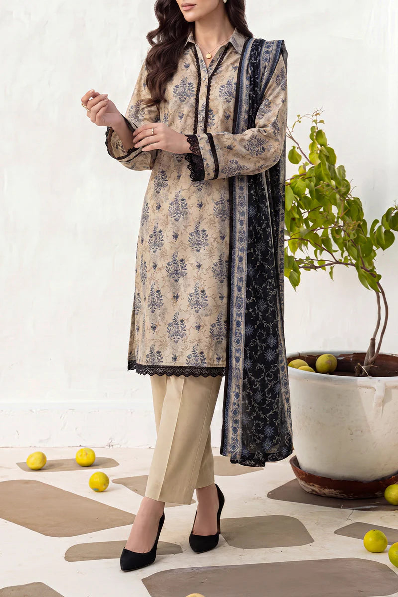 Nayab Botanical Print Unstitched Lawn 3-Piece Suit – Premium Cotton Lawn