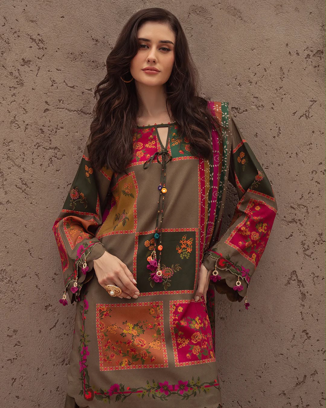 Nayab Olive Green Digital Printed 3 Piece Lawn Suit