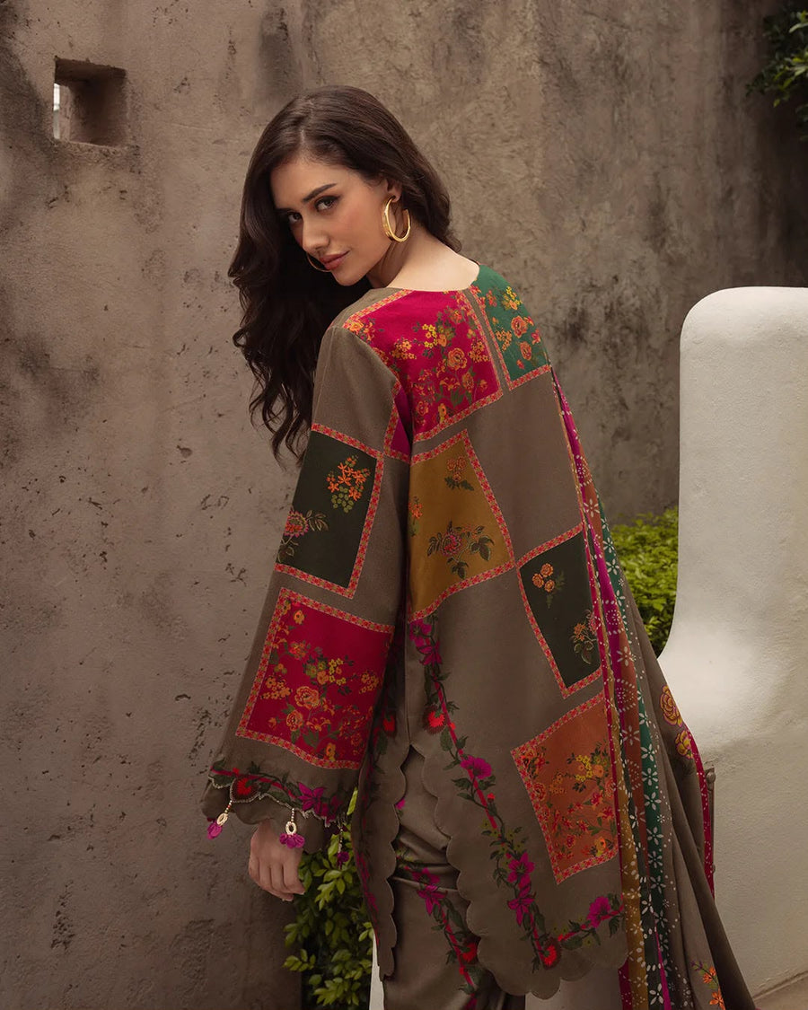 Nayab Olive Green Digital Printed 3 Piece Lawn Suit
