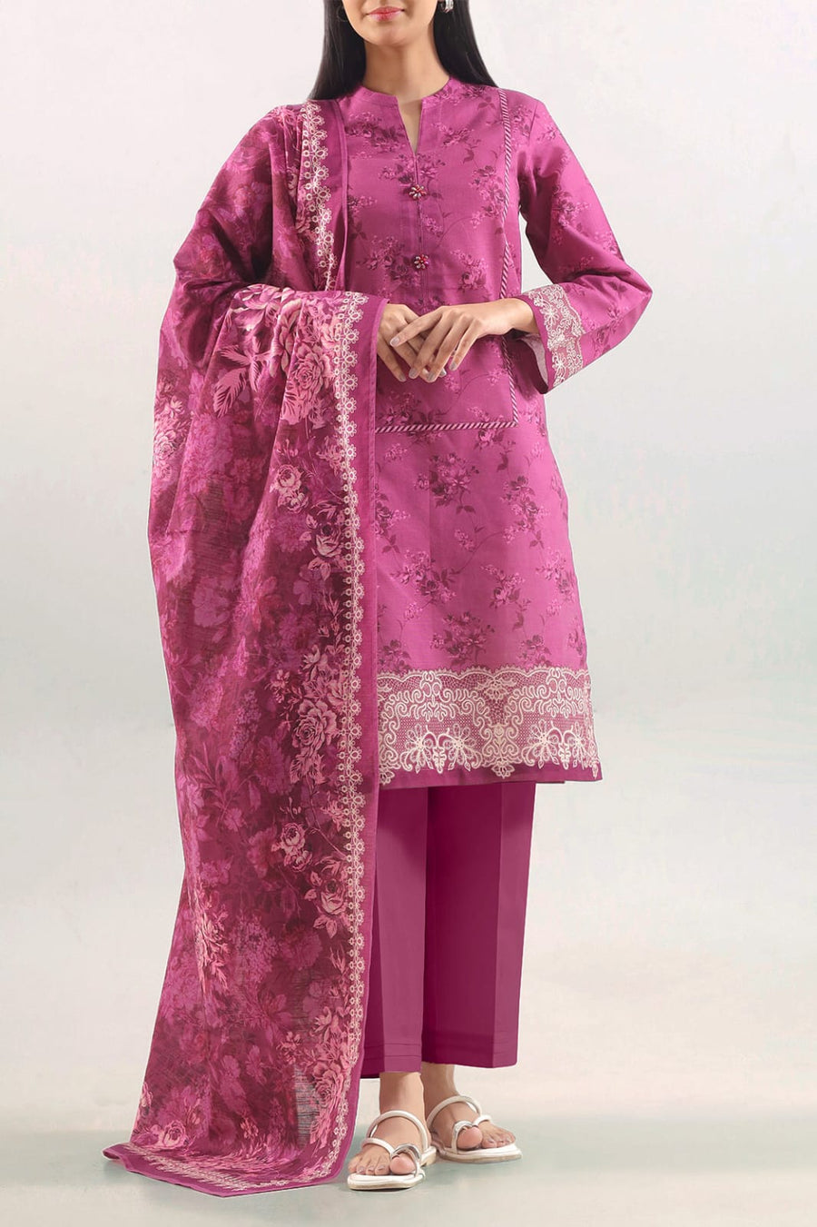 Nayab All-Over Print Unstitched Lawn 3-Piece Suit – Breathable Summer Fabric