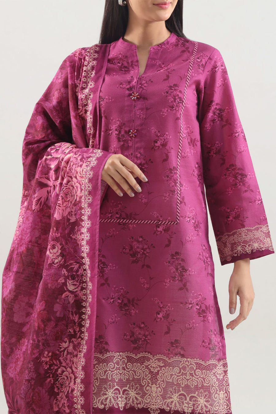 Nayab All-Over Print Unstitched Lawn 3-Piece Suit – Breathable Summer Fabric