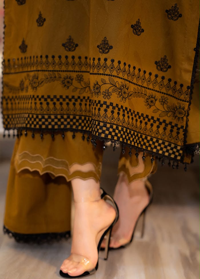 Nayab | Premium 3-Piece Embroidered Lawn Suit – Mustard