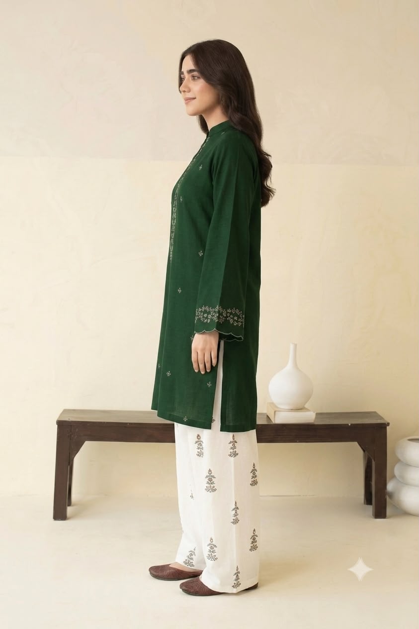 Nayab Dark Green Embroidered 2 Piece Lawn Suit