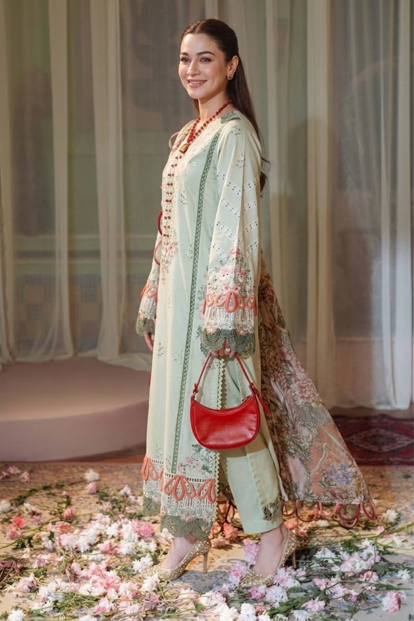 NAYAB Jade 4039 Premium Airjet Lawn Embroidered 3-Piece Suit – Mint Green Summer Collection
