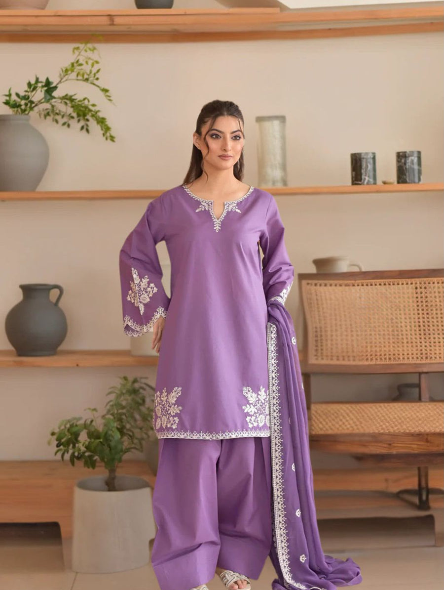 Nayab Purple Chikankari Embroidered Airjet Lawn 3-Piece Suit | Summer Collection