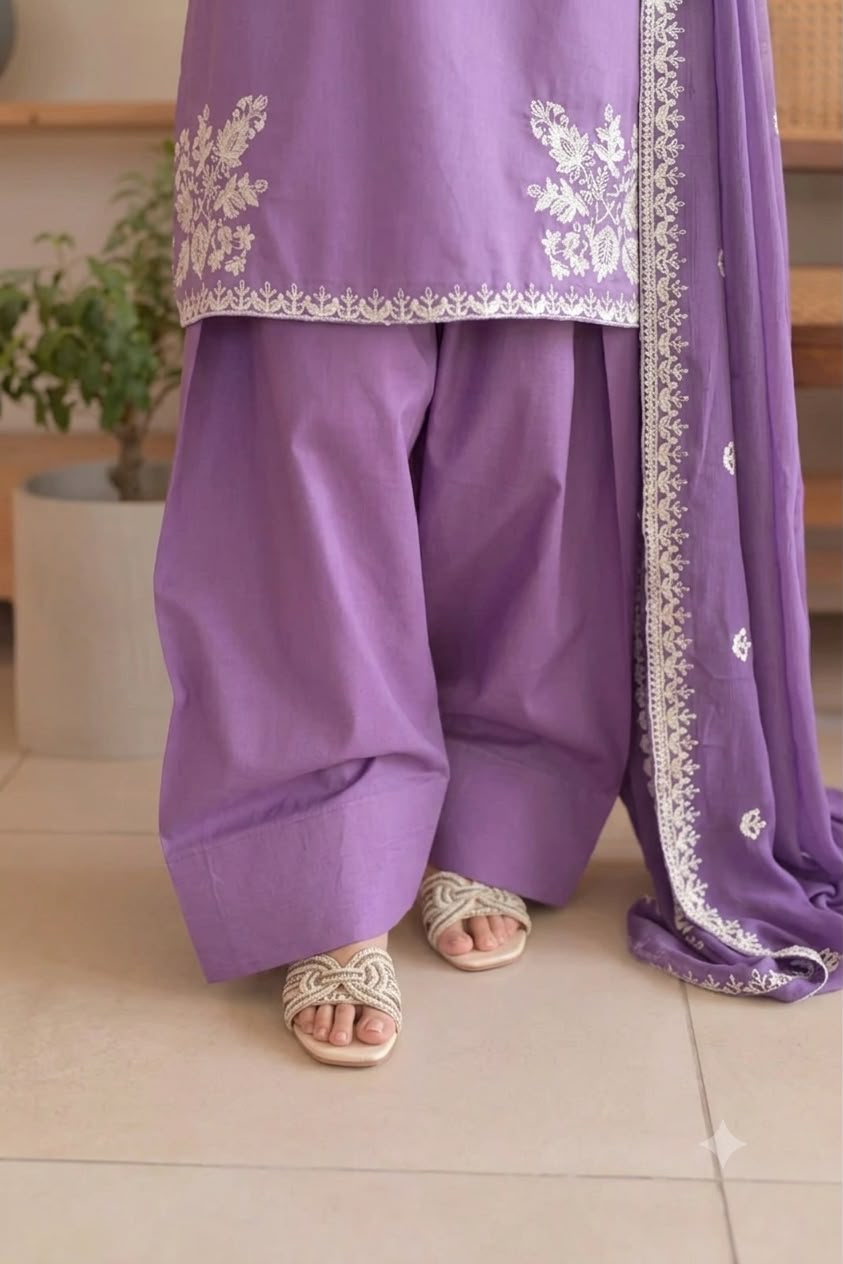 Nayab Purple Chikankari Embroidered Airjet Lawn 3-Piece Suit | Summer Collection