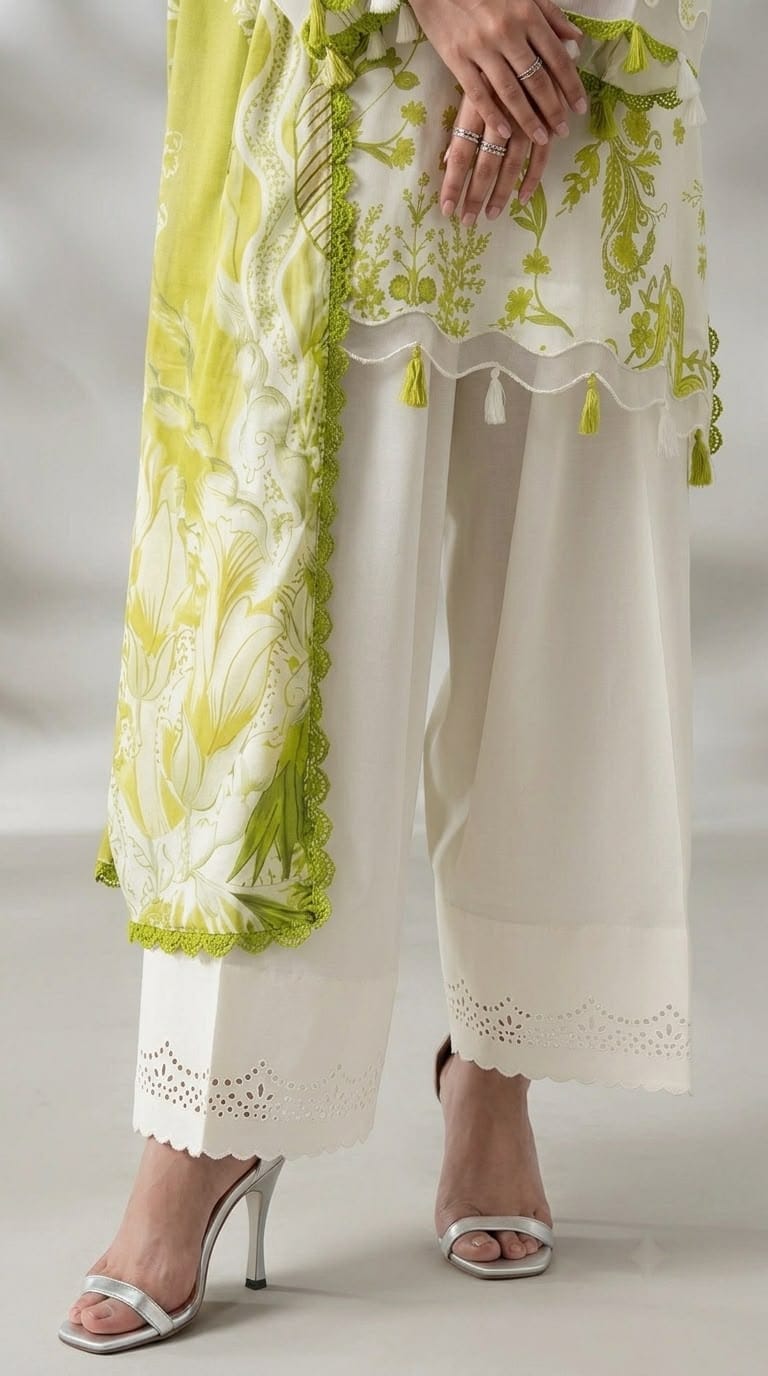 NAYAB Lime Green Digital Printed 3 Piece Lawn Suit – Article 12