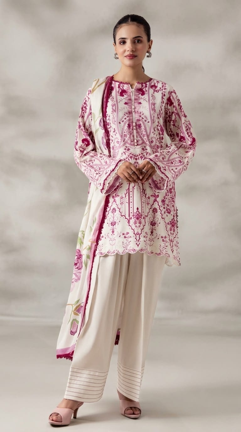 NAYAB Pink Digital Printed 3 Piece Lawn Suit – Article 05