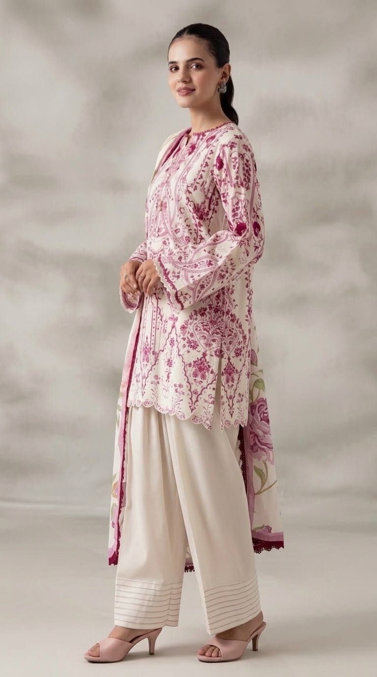 NAYAB Pink Digital Printed 3 Piece Lawn Suit – Article 05