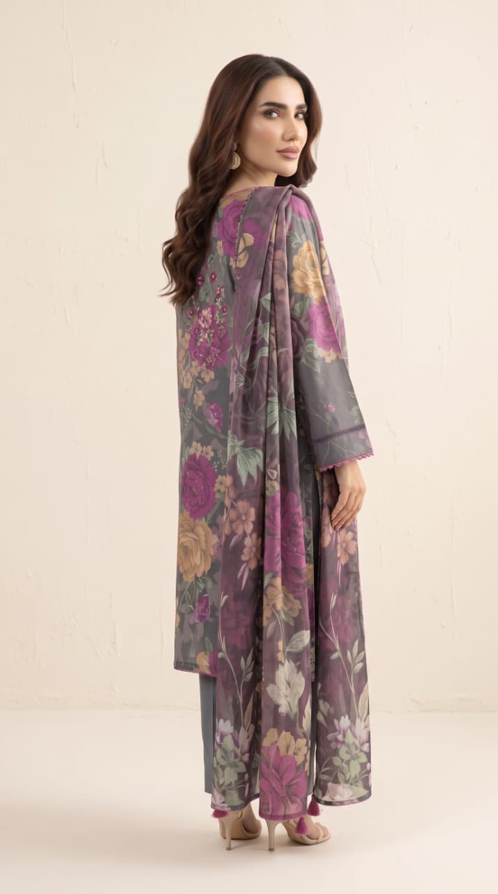 Nayab Midnight Bloom Digital Printed 3-Piece Lawn Suit