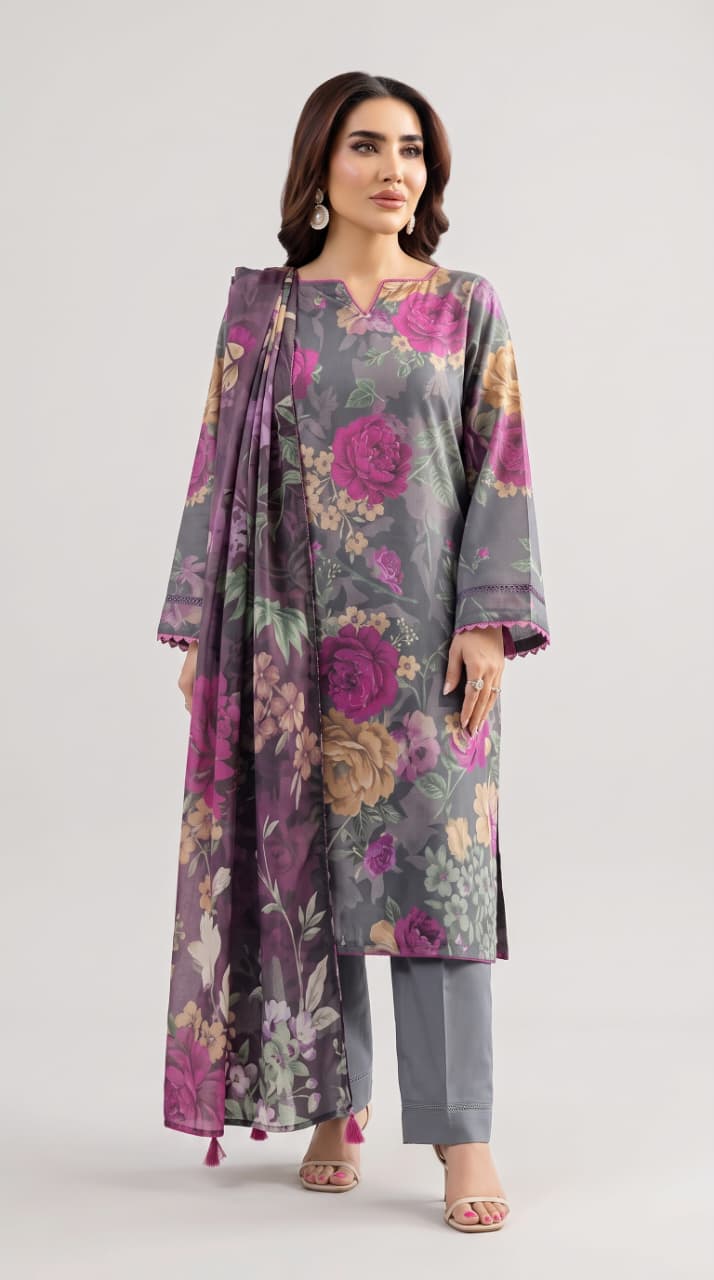 Nayab Midnight Bloom Digital Printed 3-Piece Lawn Suit