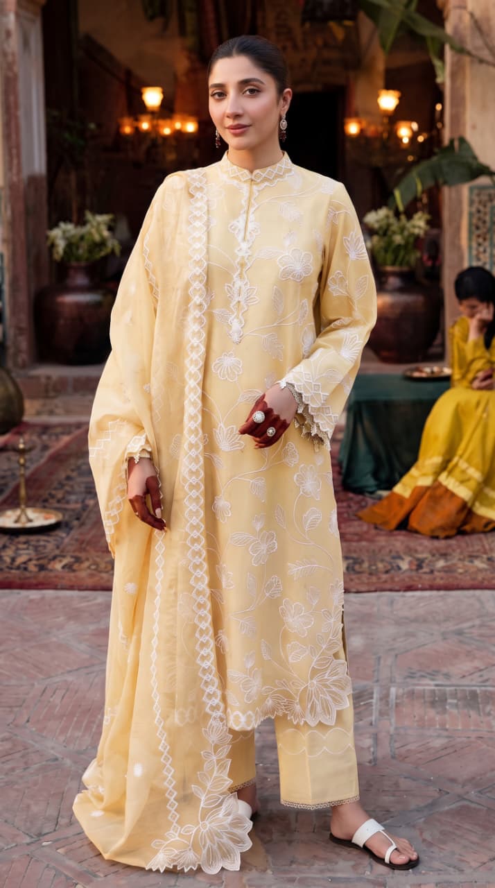 Nayab Premium 3-Piece Embroidered Lawn Suit – Beige Elegance with Digital Printed Dupatta