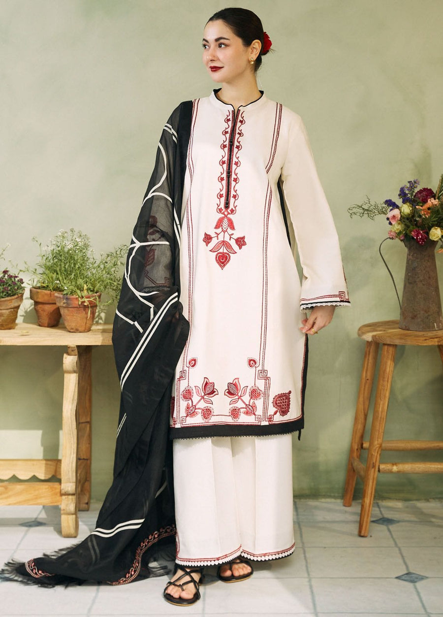Nayab Beige Unstitched Embroidered 3-Piece Lawn Suit with Printed Dupatta