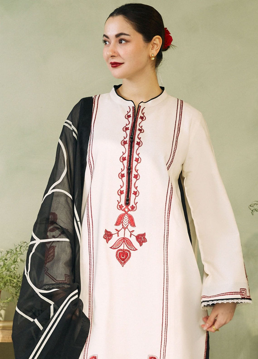 Nayab Beige Unstitched Embroidered 3-Piece Lawn Suit with Printed Dupatta