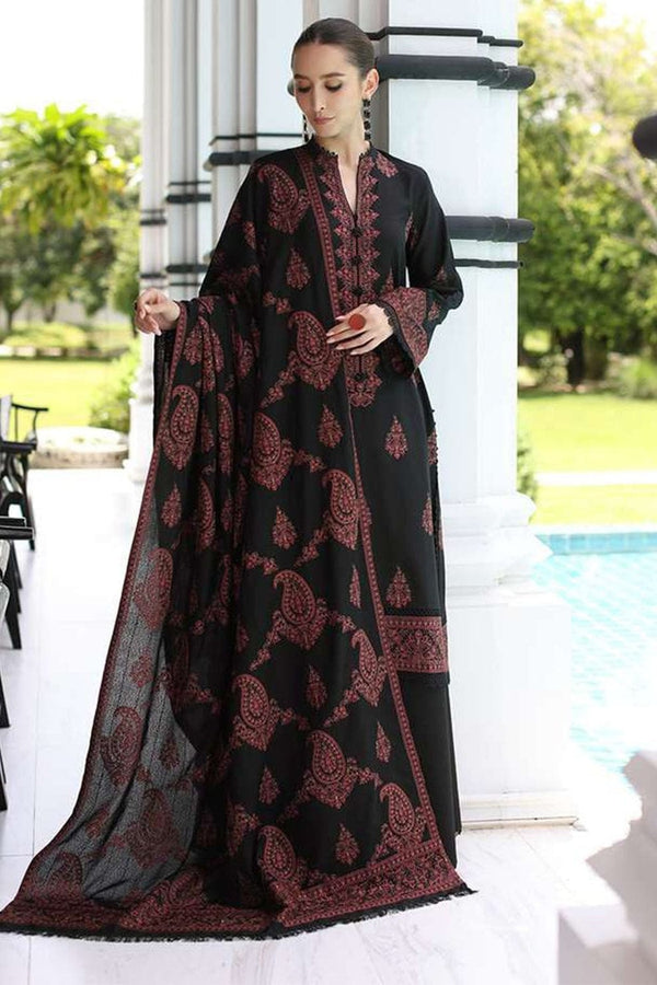 Nayab Midnight Black Embroidered 3-Piece Lawn Suit with Crinkle Dupatta