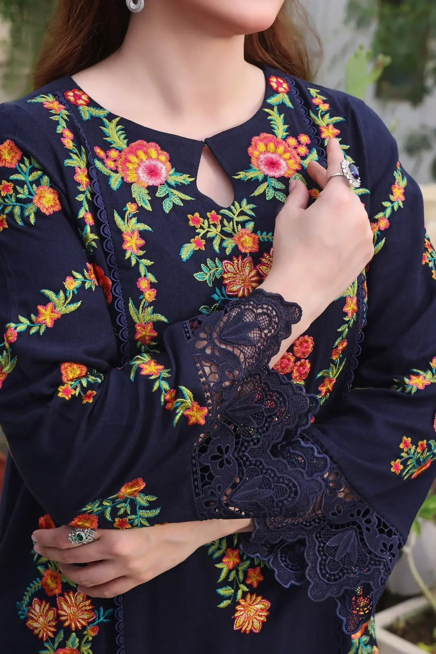 NAYAB Navy Blue Embroidered Lawn 3 Piece Suit – Design 555A