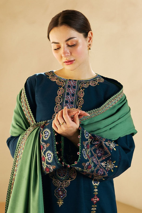 NAYAB Teal Blue Embroidered Lawn 3 Piece Suit – Design 551