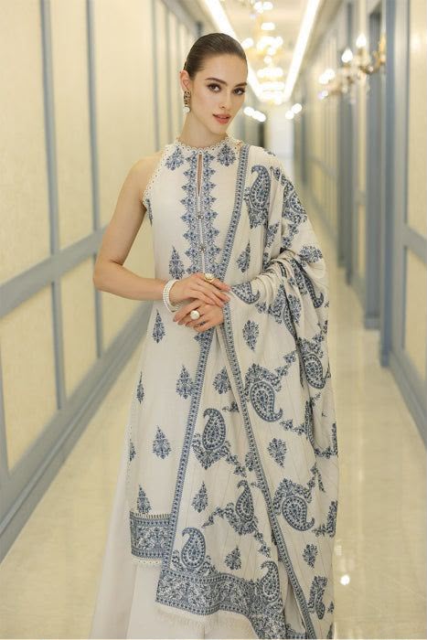 NAYAB Beige Embroidered Lawn 3 Piece Suit – Design 572