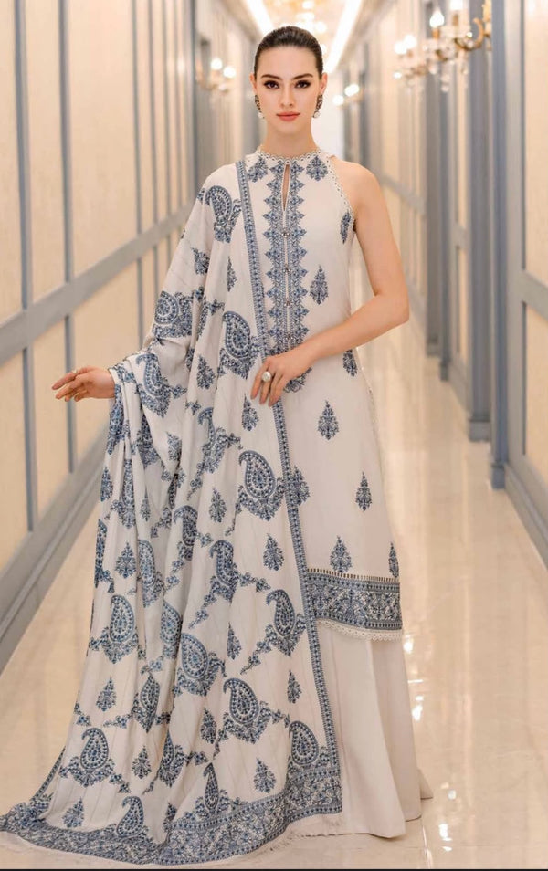 NAYAB Beige Embroidered Lawn 3 Piece Suit – Design 572