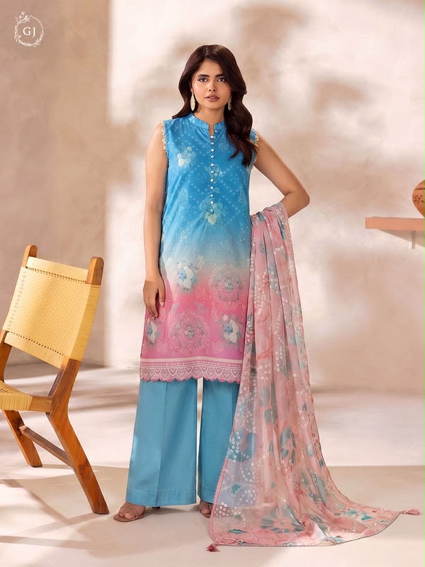 NAYAB Sky Blue Digital Printed 3 Piece Lawn Suit – Article 11