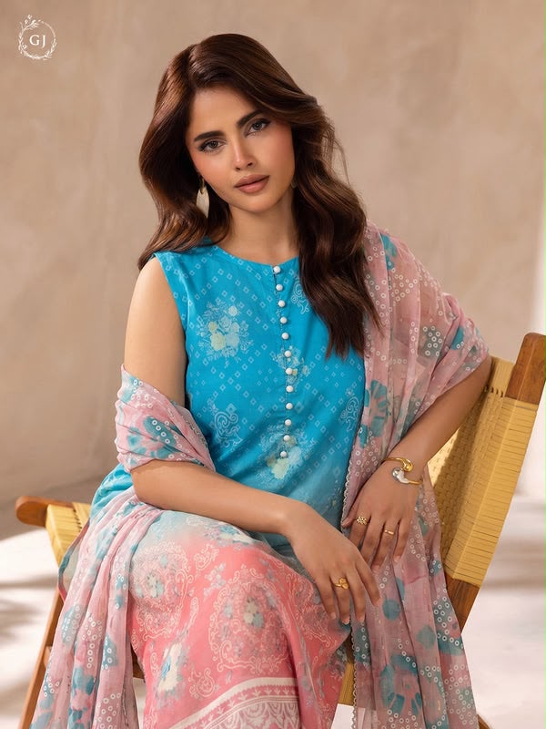 NAYAB Sky Blue Digital Printed 3 Piece Lawn Suit – Article 11
