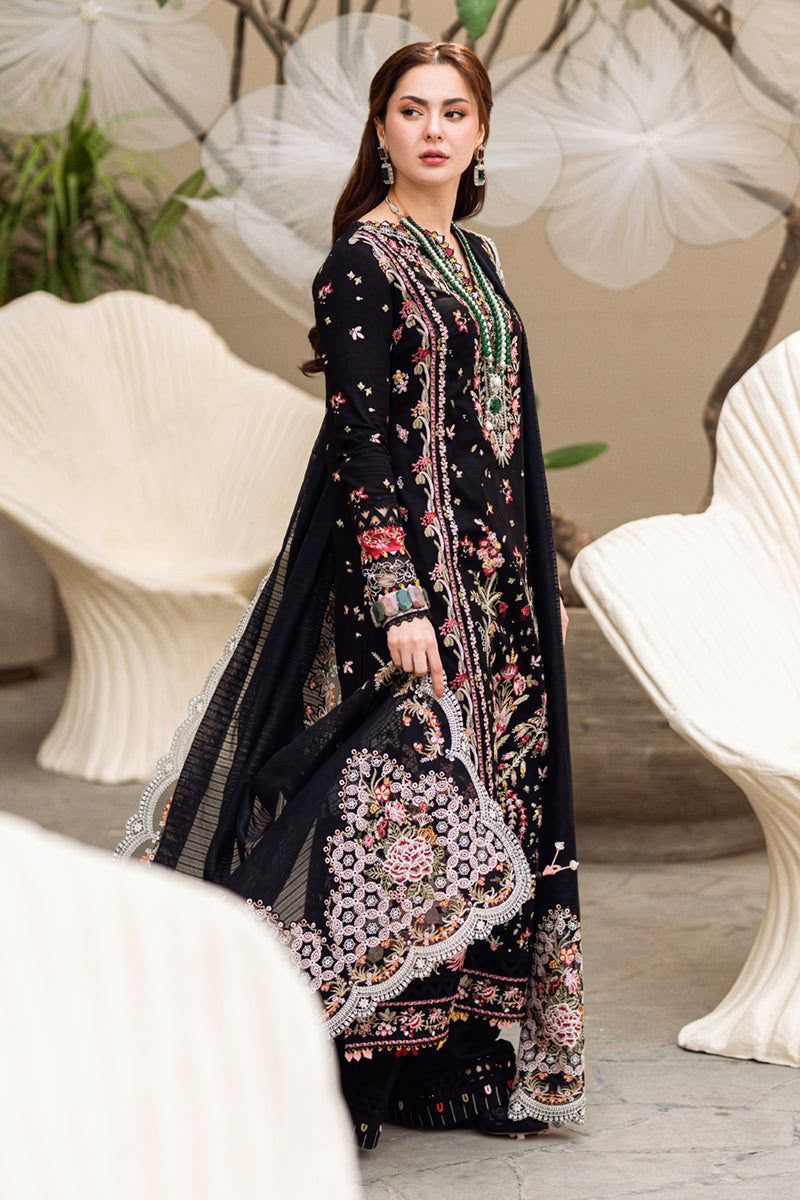 Nayab Premium Heavy Embroidered Pure Airjet Lawn 3-Piece Unstitched Suit with Embroidered Bamber Chiffon Dupatta