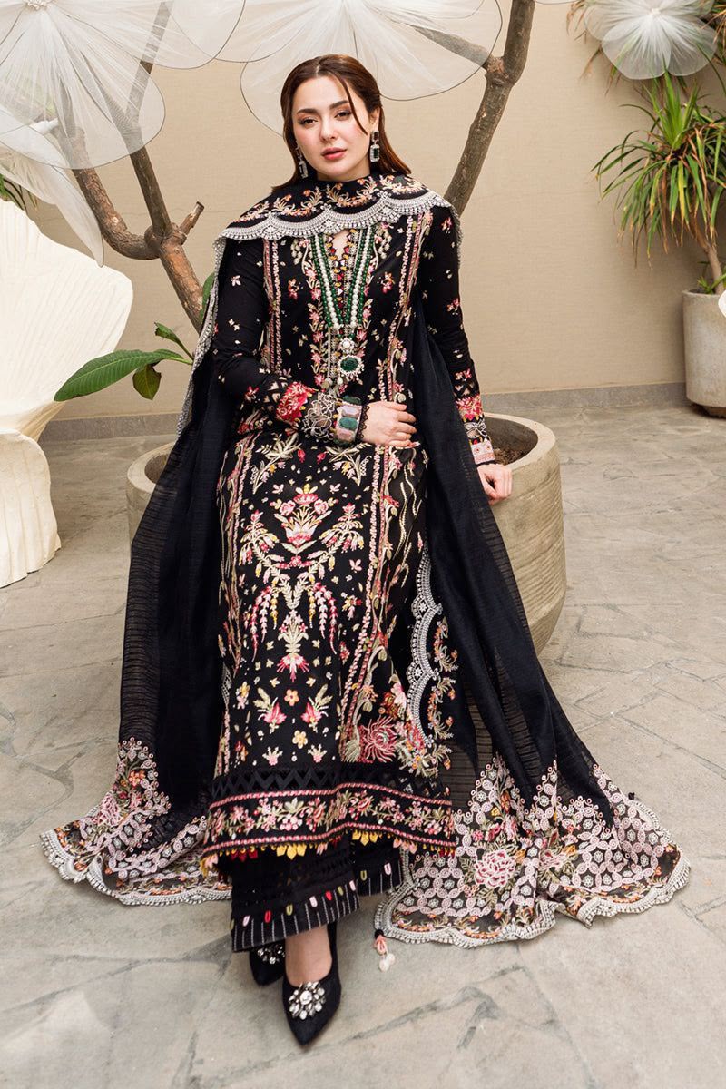 Nayab Premium Heavy Embroidered Pure Airjet Lawn 3-Piece Unstitched Suit with Embroidered Bamber Chiffon Dupatta