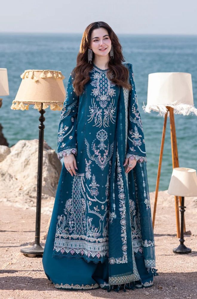 Nayab Luxury Heavy Embroidered Airjet Lawn 3-Piece Unstitched Suit with Bamber Chiffon Dupatta