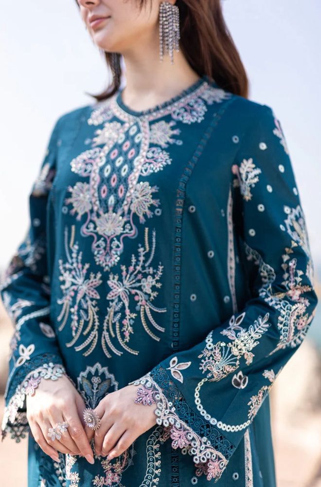 Nayab Luxury Heavy Embroidered Airjet Lawn 3-Piece Unstitched Suit with Bamber Chiffon Dupatta
