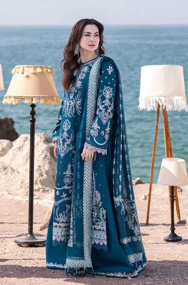 Nayab Luxury Heavy Embroidered Airjet Lawn 3-Piece Unstitched Suit with Bamber Chiffon Dupatta