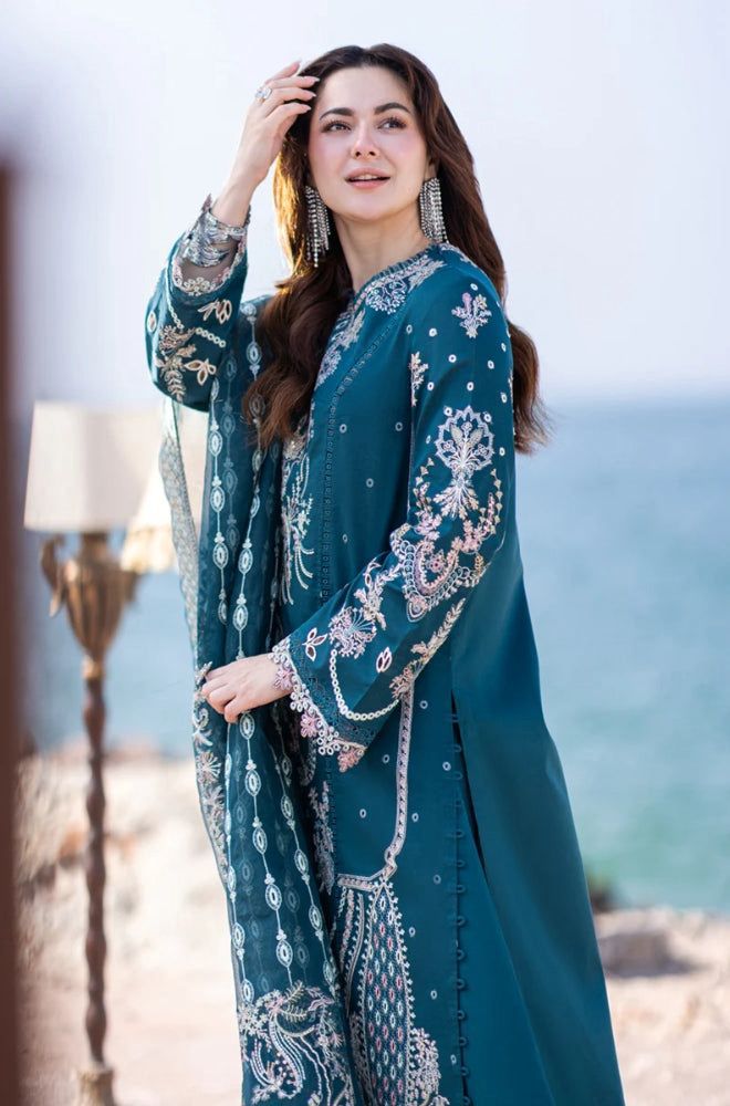 Nayab Luxury Heavy Embroidered Airjet Lawn 3-Piece Unstitched Suit with Bamber Chiffon Dupatta