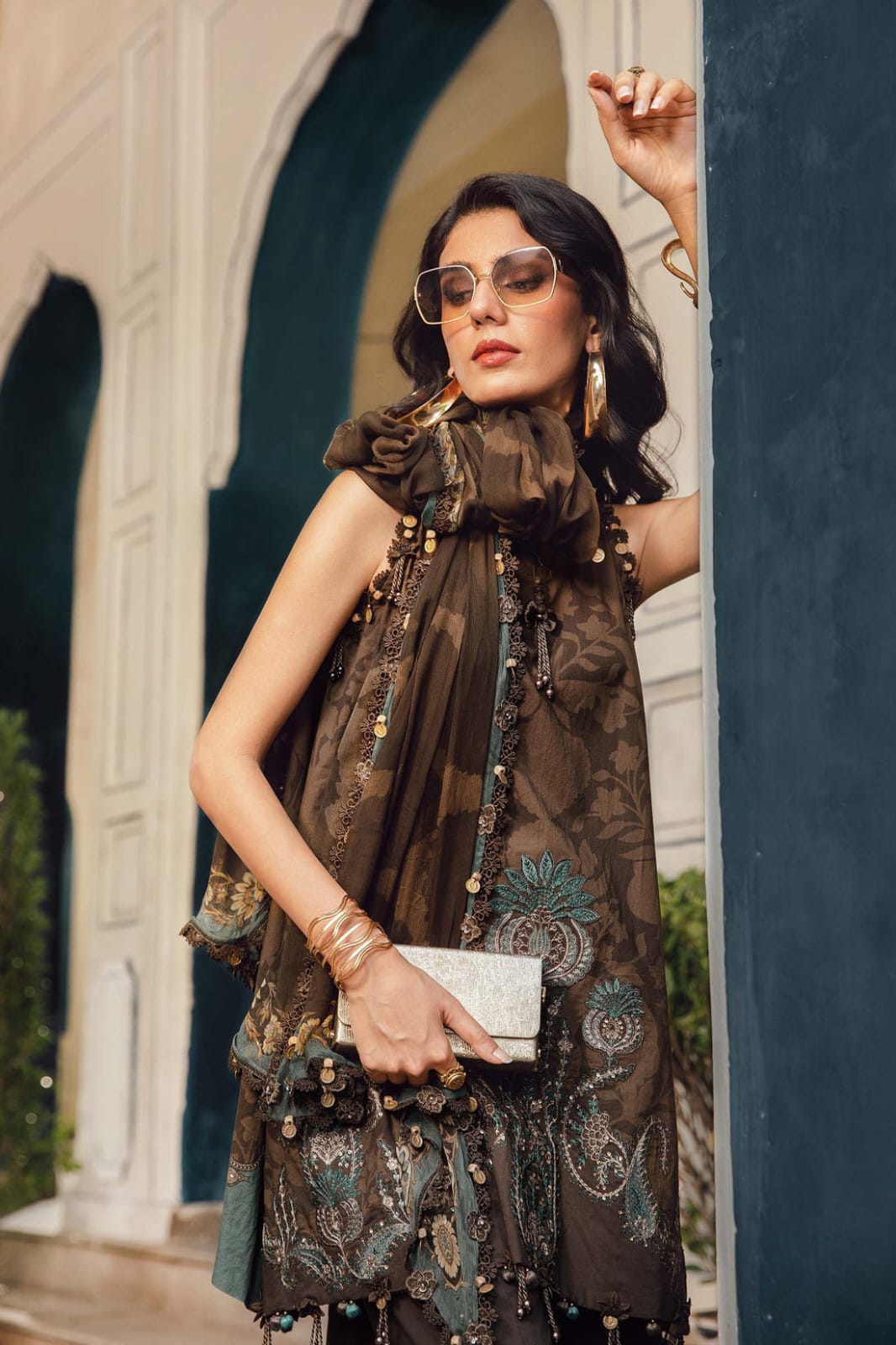 Nayab | Black Embroidered Lawn 3-Piece Unstitched Suit with Digital Chiffon Dupatt
