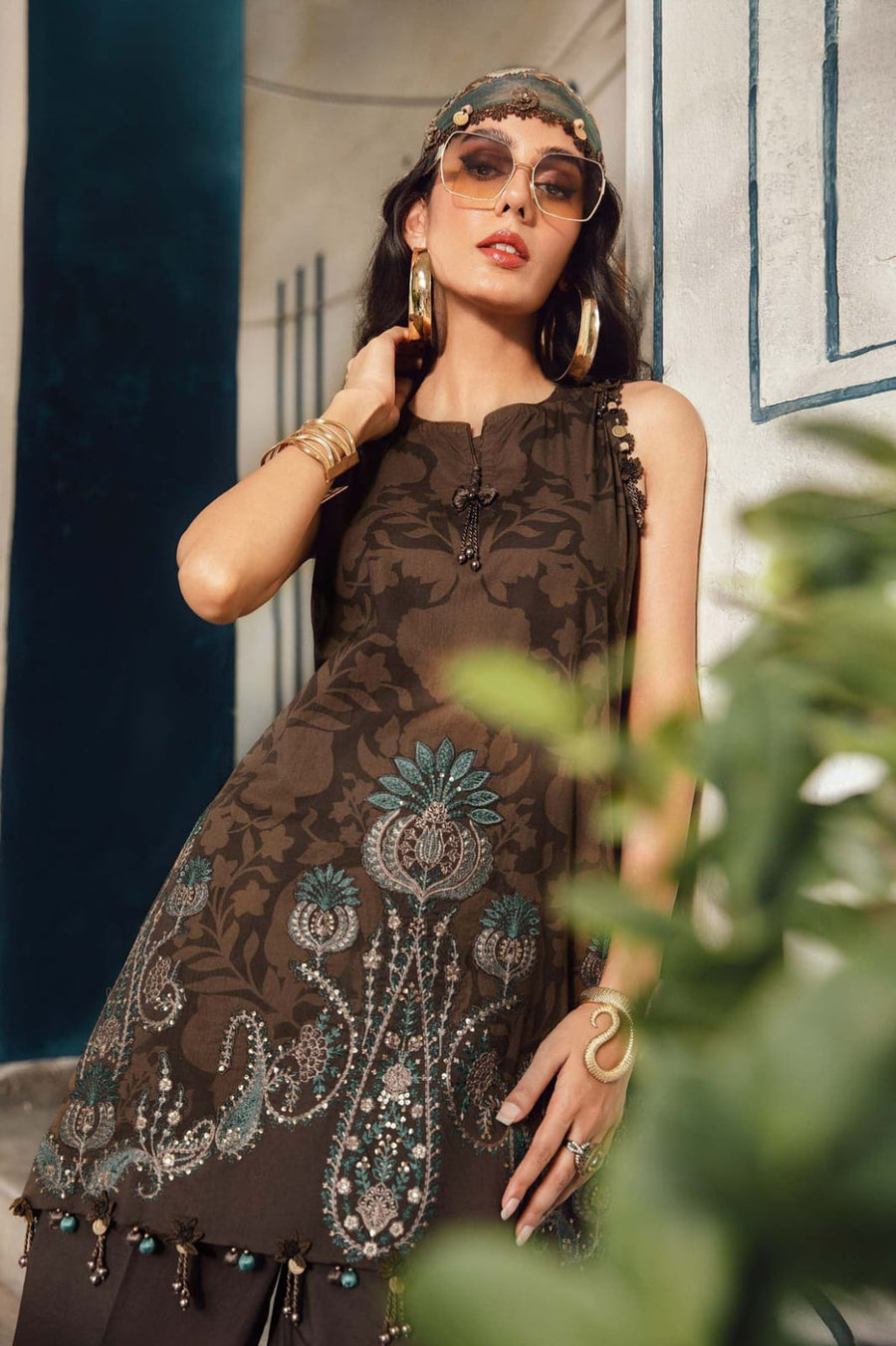Nayab | Black Embroidered Lawn 3-Piece Unstitched Suit with Digital Chiffon Dupatt