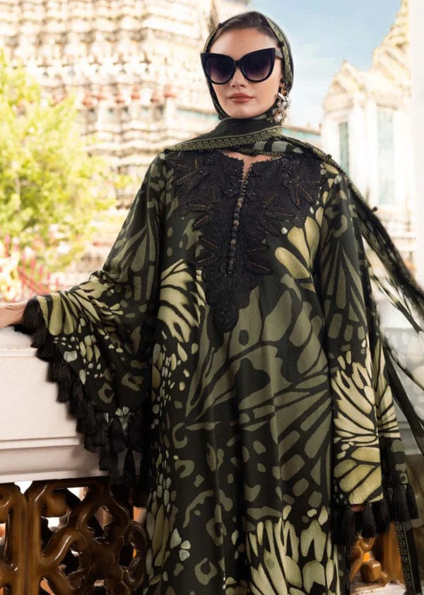 Nayab | Olive Black Digital Printed Lawn 3-Piece Unstitched Suit with Chiffon Dupatta