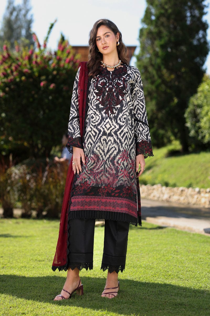 Nayab | Black &amp; White Premium Printed Lawn 3-Piece Unstitched Suit with Digital Chiffon Dupatta