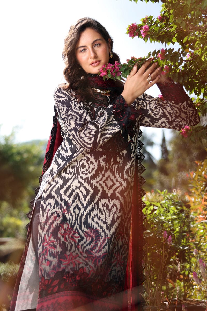 Nayab | Black &amp; White Premium Printed Lawn 3-Piece Unstitched Suit with Digital Chiffon Dupatta