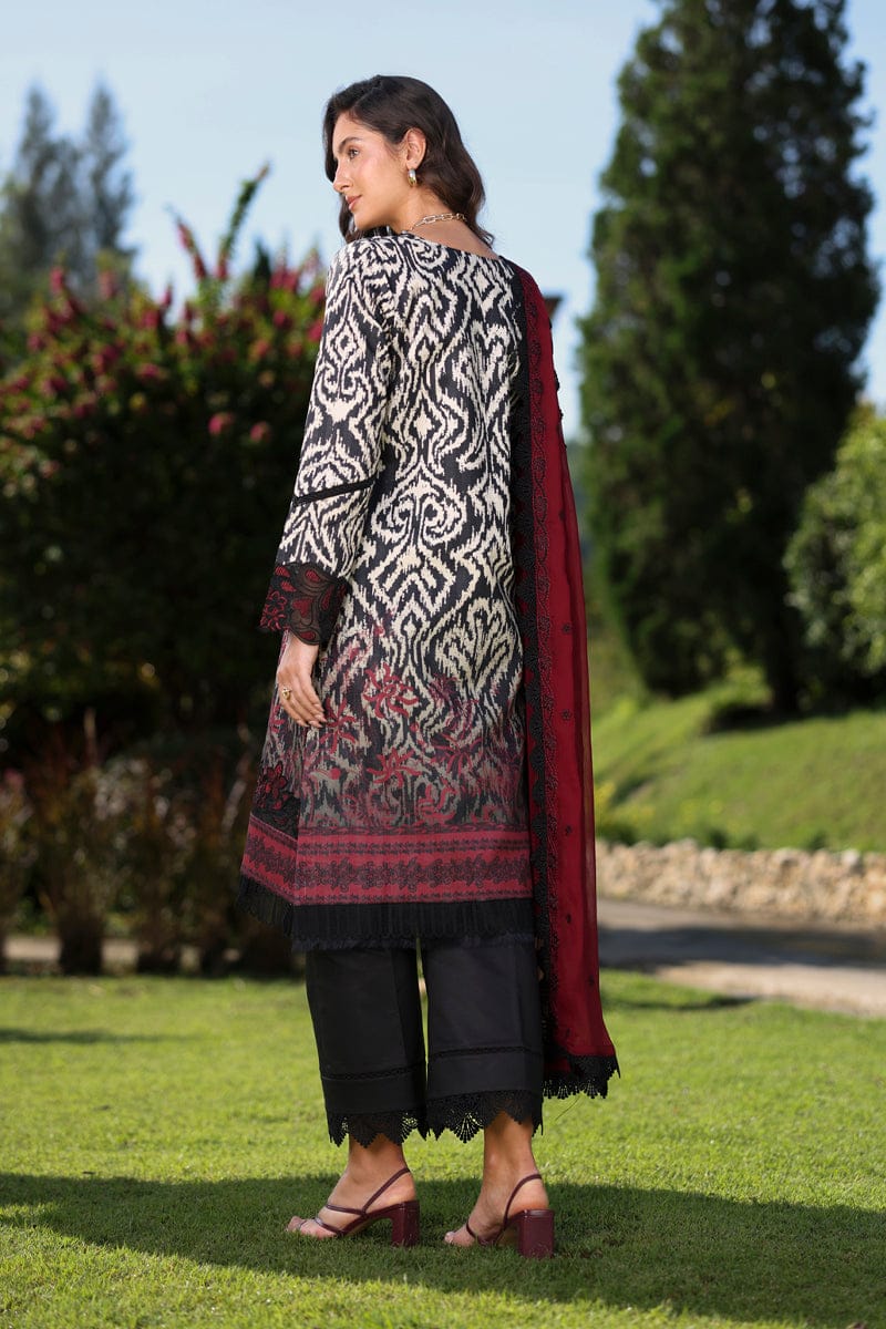 Nayab | Black &amp; White Premium Printed Lawn 3-Piece Unstitched Suit with Digital Chiffon Dupatta