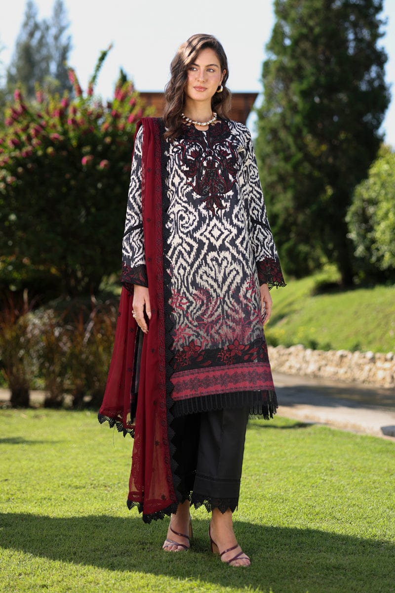 Nayab | Black &amp; White Premium Printed Lawn 3-Piece Unstitched Suit with Digital Chiffon Dupatta