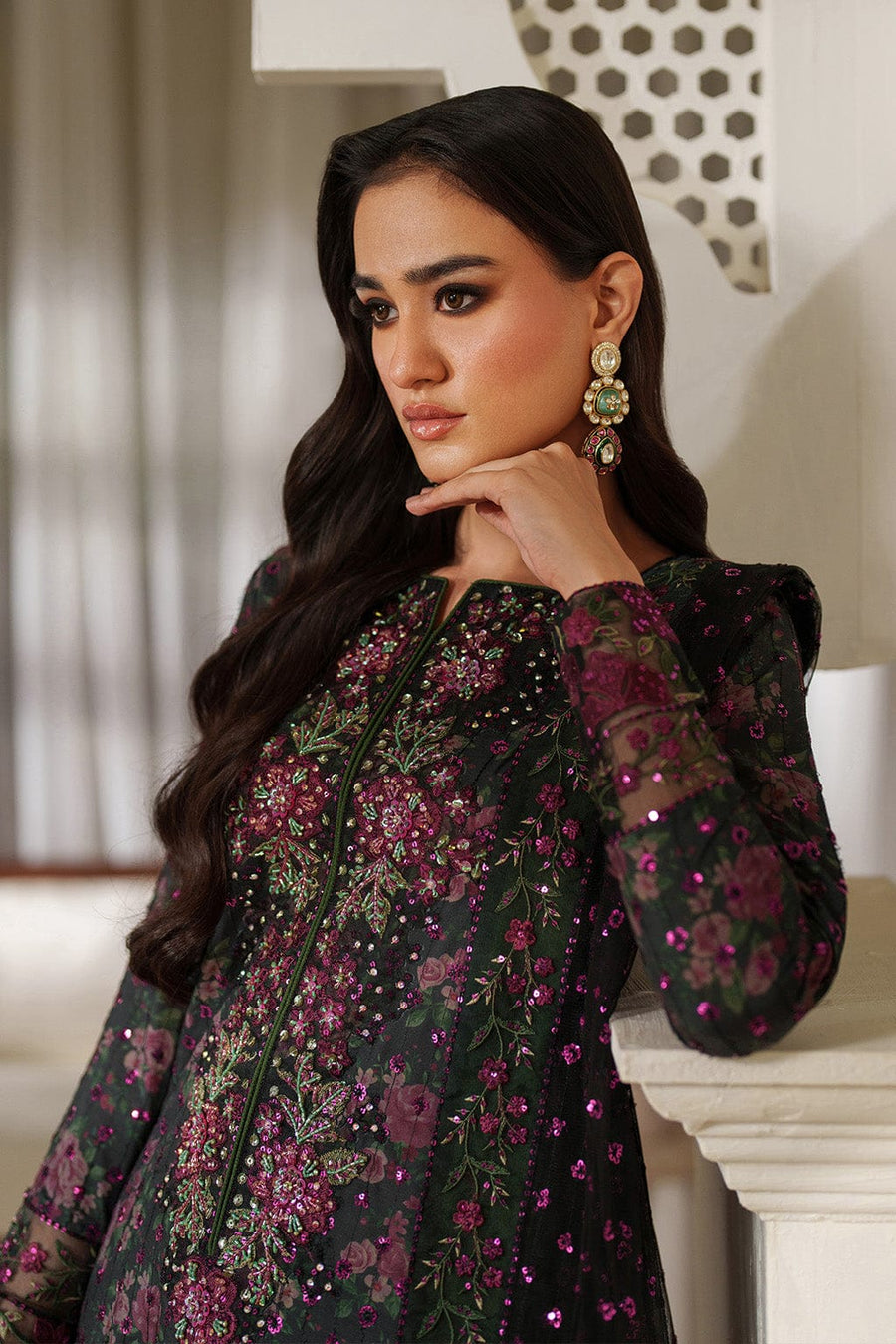 Nayab | Black Floral Printed Lawn 3-Piece Unstitched Suit with Digital Chiffon Dupatta