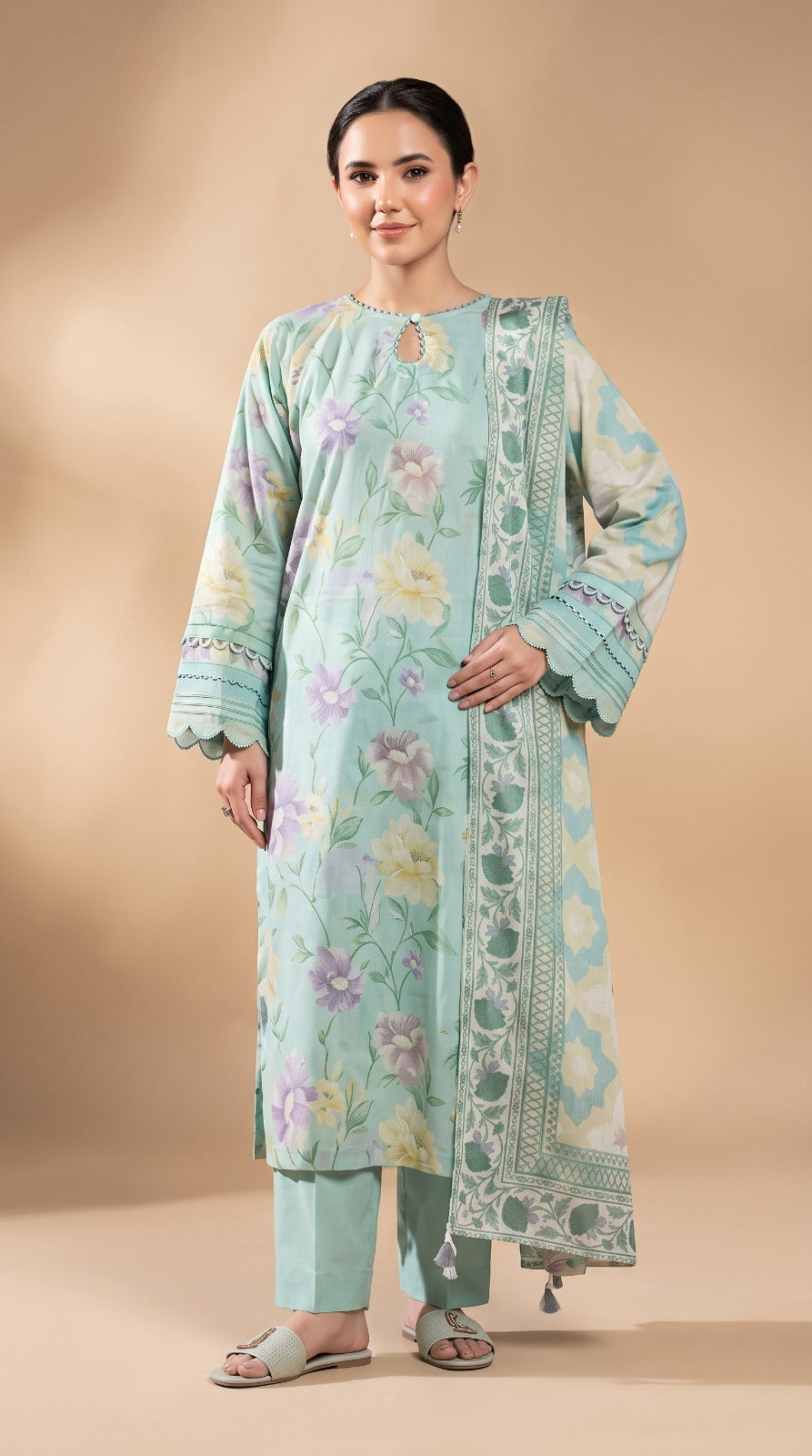 Nayab  Digital Printed Lawn 3-Piece Suit – Mint Green | Article 11