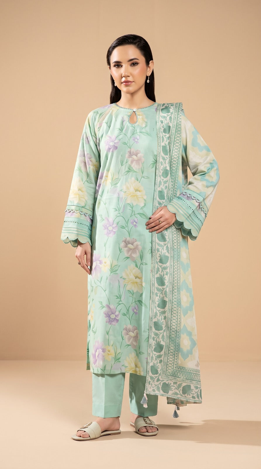 Nayab  Digital Printed Lawn 3-Piece Suit – Mint Green | Article 11