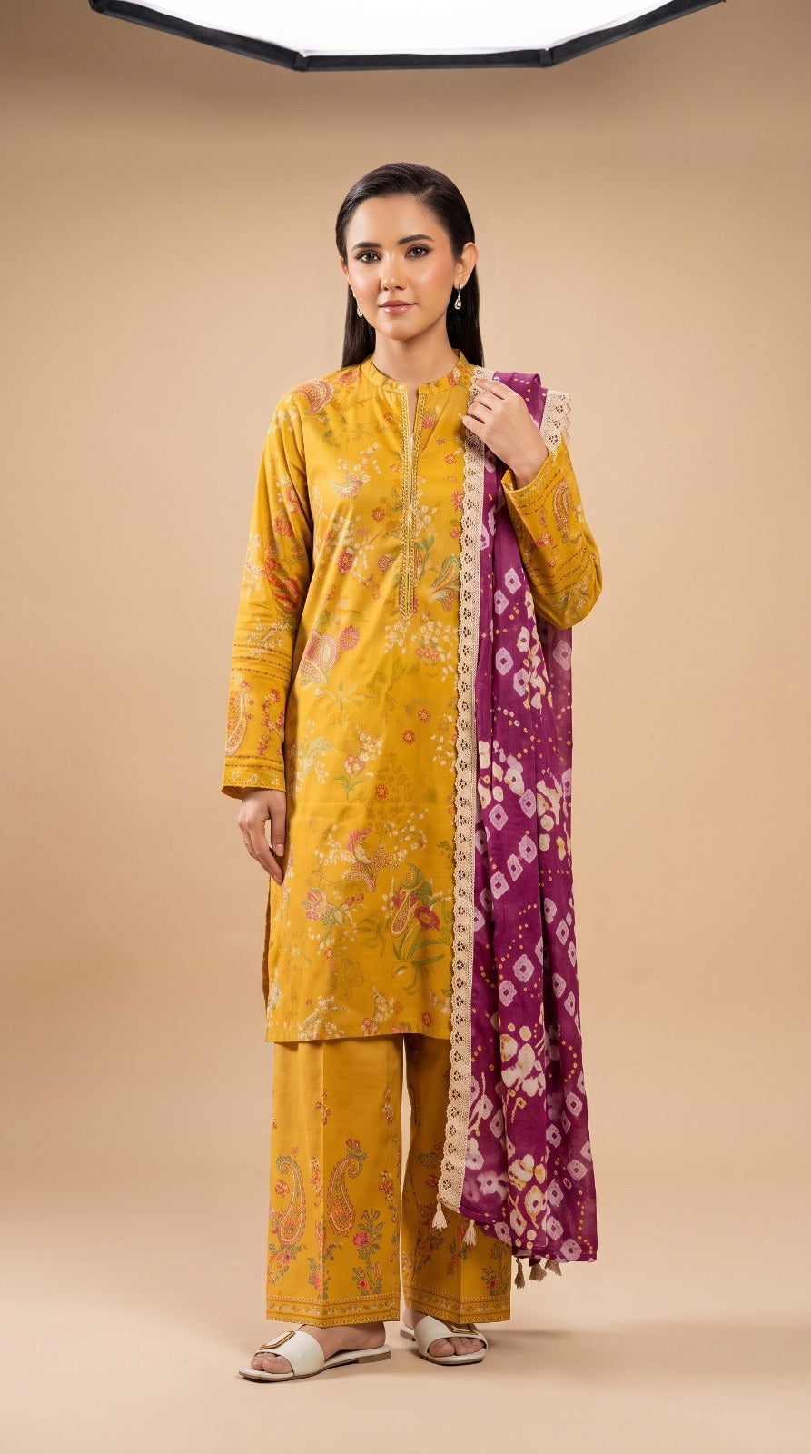 Nayab  Digital Printed Lawn 3-Piece Suit – Mustard Yellow | Article 02