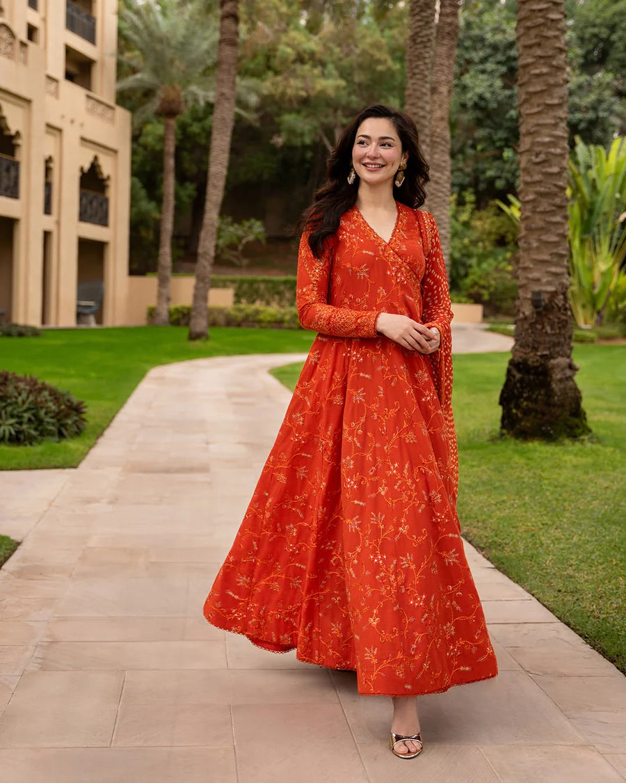 Luxury Premium Lawn Embroidered 3 Piece Suit with Printed Silk Dupatta