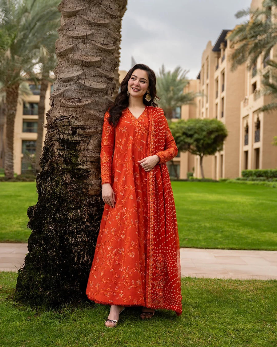 Luxury Premium Lawn Embroidered 3 Piece Suit with Printed Silk Dupatta
