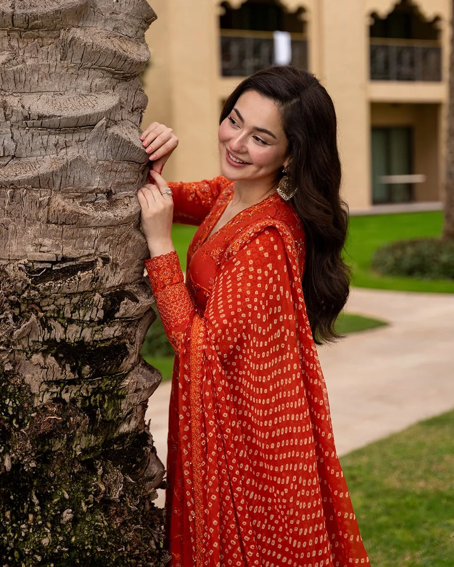 Luxury Premium Lawn Embroidered 3 Piece Suit with Printed Silk Dupatta